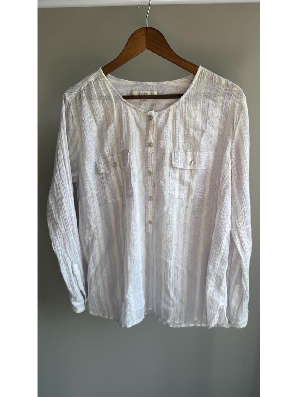 Loft half button down 100% cotton long sleeve shirt